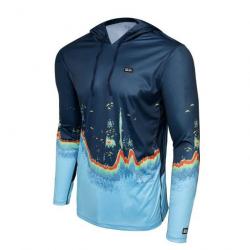 L Shirt Pelagic VaporTek Sonar Navy Hooded