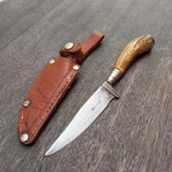 Ancien Couteau de Chasse ALLEMAND de SOLINGEN Manche en Bois de Cerf