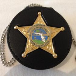 Authentique Badge USA Florida Sheriff Sergeant LEON County plaqué OR