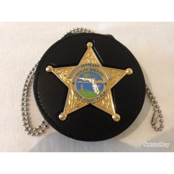 Authentique Badge USA Florida Sheriff Sergeant LEON County plaqu OR