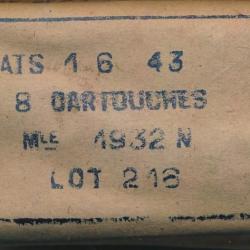 (5938) paquet complet de 8 Cartouches  8 LEBEL A BALLE 1932N sous occupation Paquet simplifié TBE