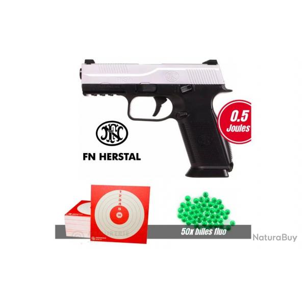 Pack Pistolet  Bille FN Herstal FNS-9 - 6mm (0.5 joules) Haute Qualit + Cadeaux