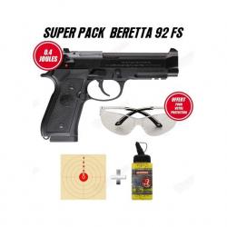 Pistolet à bille Pack ASG M92FS Beretta 92 + Billes + Lunettes + Cibles Haute Qualité