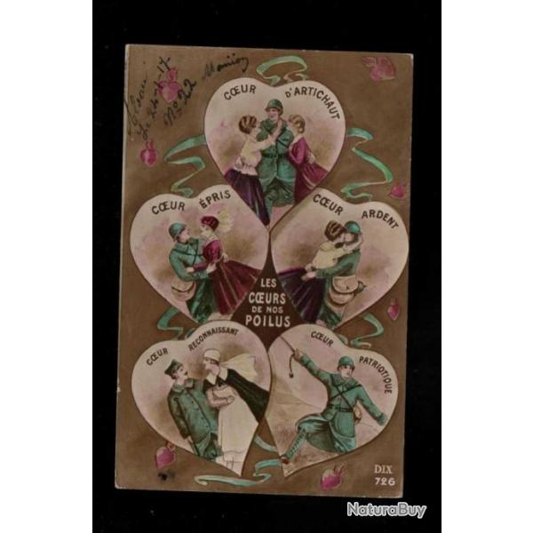 les coeurs de nos poilus 1917 carte postale humoristique