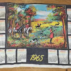 CALENDRIER TISSUS 1965 CHASSE A COURS