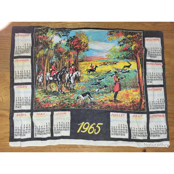 CALENDRIER TISSUS 1965 CHASSE A COURS
