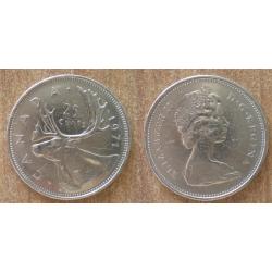 Canada 25 Cents 1971 Pièce Caribou Reine Elizabeth 2 Dollar Dollars