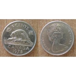 Canada 5 Cents 1978 Pièce Castor Reine Elizabeth 2 Dollar Dollars