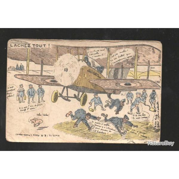 aviation lachez tout carte postale militaire humoristique cpa