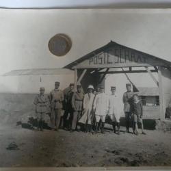 Photo grand format coloniale aviation poste Serrat officiers général képi casque