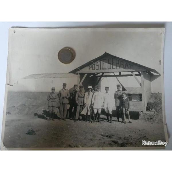 Photo grand format coloniale aviation poste Serrat officiers gnral kpi casque
