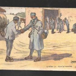 le départ du permissionnaire gabard illustrateur  carte postale militaire humoristique cpa