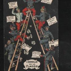 l'échelle de la classe , carte postale militaire humoristique , 230 jours au jus , cpa 1907
