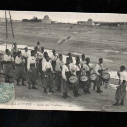 algérie scènes et types nouba des tirailleurs , cpa posté d'oran 1906