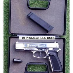 MAGNIFIQUE Pistolet BROWNING GP DA 8mm K de 1992 + COUPELLE PYRO + 10 PROJECTILES + MALLETTE