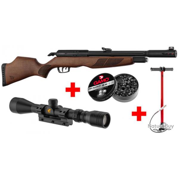 GAMO - Pack Riser Punisher 5,5 mm 40 J + Lunette 3-9 x 40 WR + Pompe Flex PCP Arrow + Plombs Pro Mag