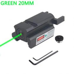 Pointeur laser pour pistolet avec rail picatinny weaver et interrupteur - Vert 20mm