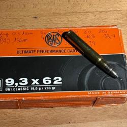 Lot de 13 munitionsRWS Uni Classic Calibre: 9,3x62 ,19gr