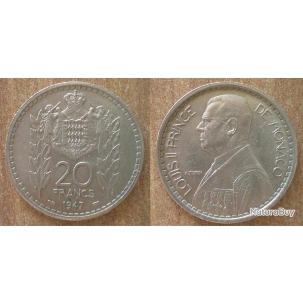 Monaco 20 Francs 1947 Louis II Pice Franc Principaute