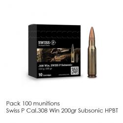 100 Cartouches Swiss P Cal.308 Win 200gr Subsonic HPBT 