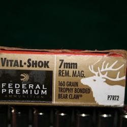 VENDS 7mm remington magnum federal premium 160 grains