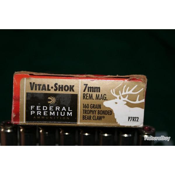 VENDS 7mm remington magnum federal premium 160 grains