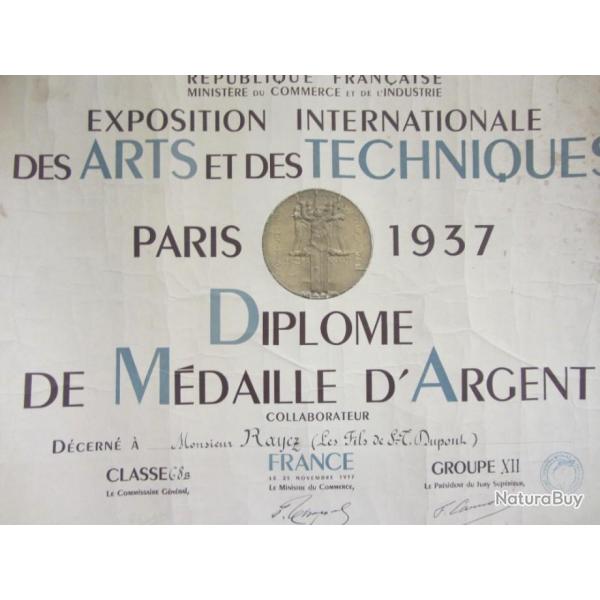 Diplome arts & techniques - Paris 1937 Exposition internationale