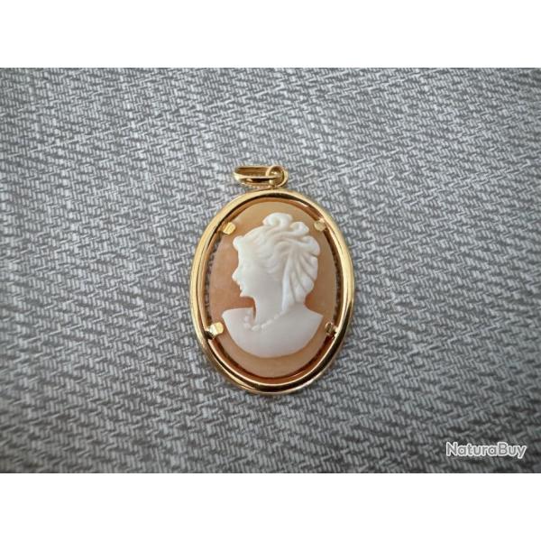 Pendentif Came serti en or 18 carats - portrait  droite