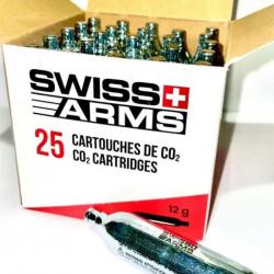 Boîte 25 cartouches de CO2 12g Swiss Arms