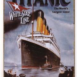 PLAQUE METAL TITANIC VIA CHERBOURG/WHITE STAR