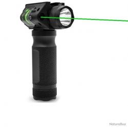 Poignée Tactique Lampe 1000 lumens Laser vert pour rail picatinny en métal