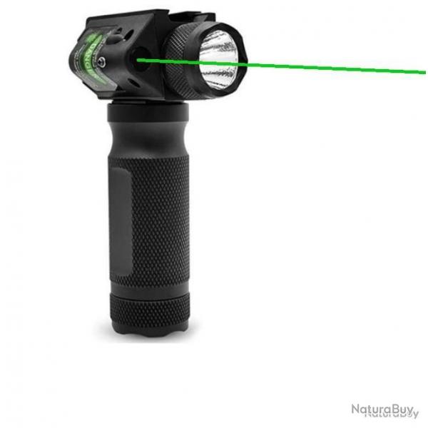 Poigne Tactique Lampe 1000 lumens Laser vert pour rail picatinny en mtal