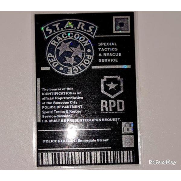 NOUVEAU! BADGE HOLOGRAPHIQUE ETOILES RESIDENT EVIL STARS RACCOON POLICE !