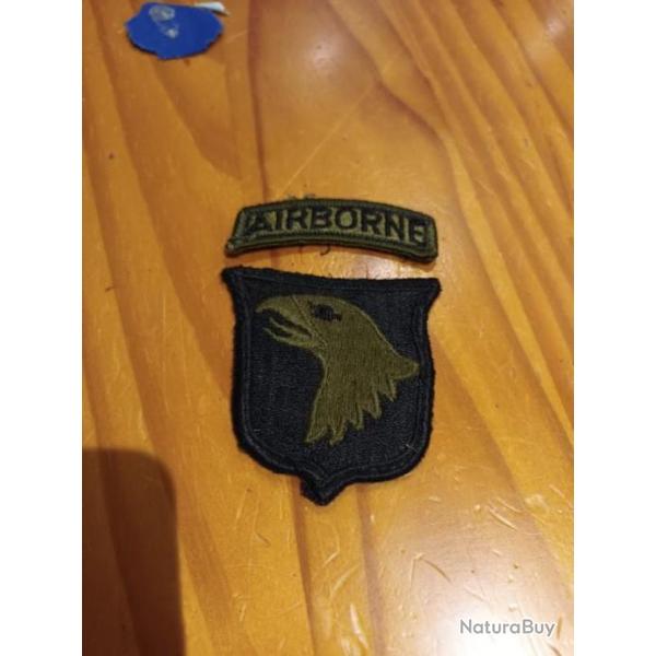 Patch arme us 101ST AIRBORNE DIVISION AVEC TAB AIRBORNE kaki ORIGINAL