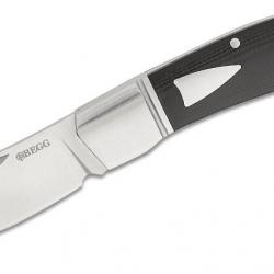 Couteau Begg Knives Traditional Large Slipjoint Lame Acier 14C28N Sheepsfoot Manche Black G10 BG035