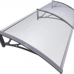 Auvent Porte d'entrée Gris Transparent - Toit Marquise Polycarbonate - Porte Résistante