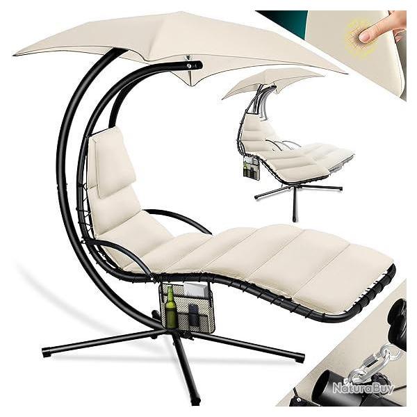Chaise Longue Flottante avec Parasol : Dtente et Confort | Chaise Longue Suspendue Jardin Terrasse
