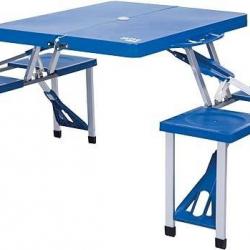 Ensemble Table Chaise Camping : Table Pliante avec 4 Tabourets Légère Poignée de Transport