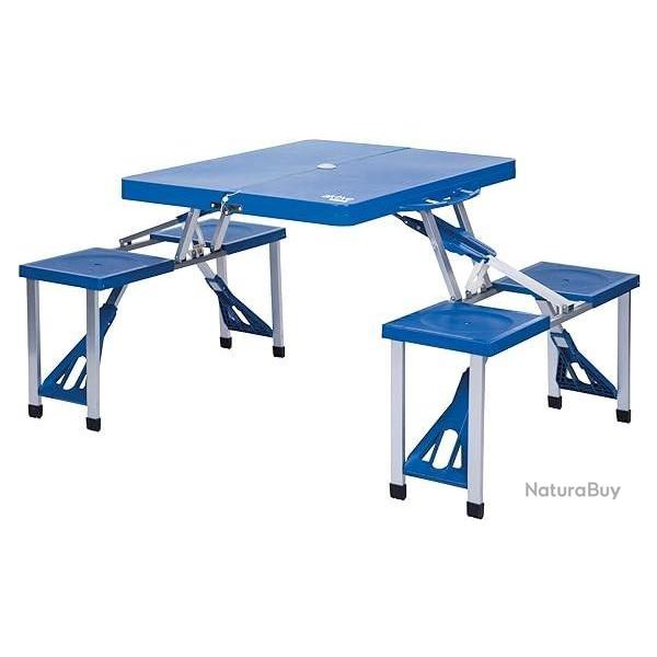 Ensemble Table Chaise Camping : Table Pliante avec 4 Tabourets Lgre Poigne de Transport