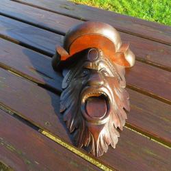 VINTAGE-Ancienne console d'applique a décor de tête d'animal en bois sculpté (FinXIXème - DébutXXé)