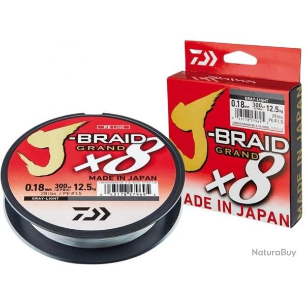TRESSE J BRAID GRAND 270M 8 BRINS GRISE 0.28mm / 26.5kg