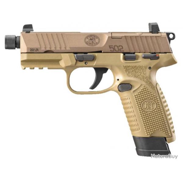 PIST. FN HERSTAL 502 TACTICAL FDE 22 LR SA 15CPS 4,6" 1/2X28 UNF HAUSSE RGLABLE