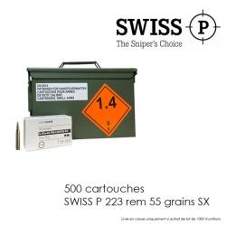 500 cartouches SWISS P 223 rem 55 grains SX 