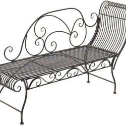 Banc de Jardin Karma en Fer Forgé - Banc avec Récamière - Banquette de Jardin Style Romantique