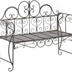 Banc de Jardin Fer Forgé Couleur Bronze - Banquette de Terrasse Balcon - Design Antique