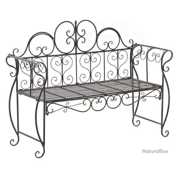 Banc de Jardin Fer Forg Couleur Bronze - Banquette de Terrasse Balcon - Design Antique