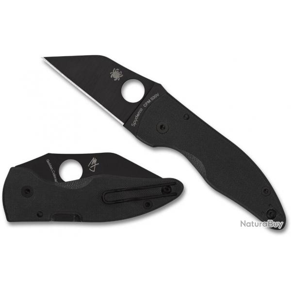 Couteau Spyderco MicroJimbo Black Manche G10 Lame Acier S30V Black Wharncliffe Made USA SC264GPBK