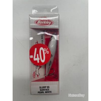 Leurre dur de pêche Berkley pulse slurp 65 surface pearl white 6,5cm