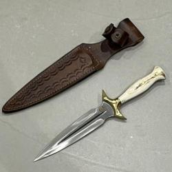 Dague à garde 30cm forgée LLF série CHASSE bois de cerf
