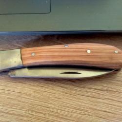 1 couteau de poche manche bois olivier total 17cm